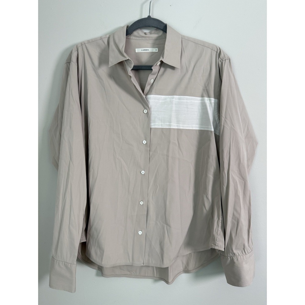 Lis Lareida‎ Brown Sz L Button Up Collared Long Sleeve Shirt Career Professional